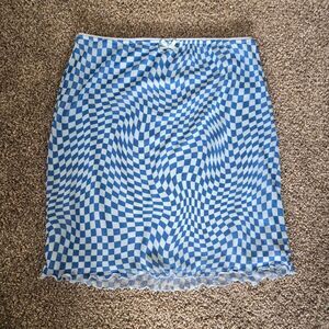 Women's Wild Fable Blue Funky Checkered Mesh Bodycon Mini Skirt Small